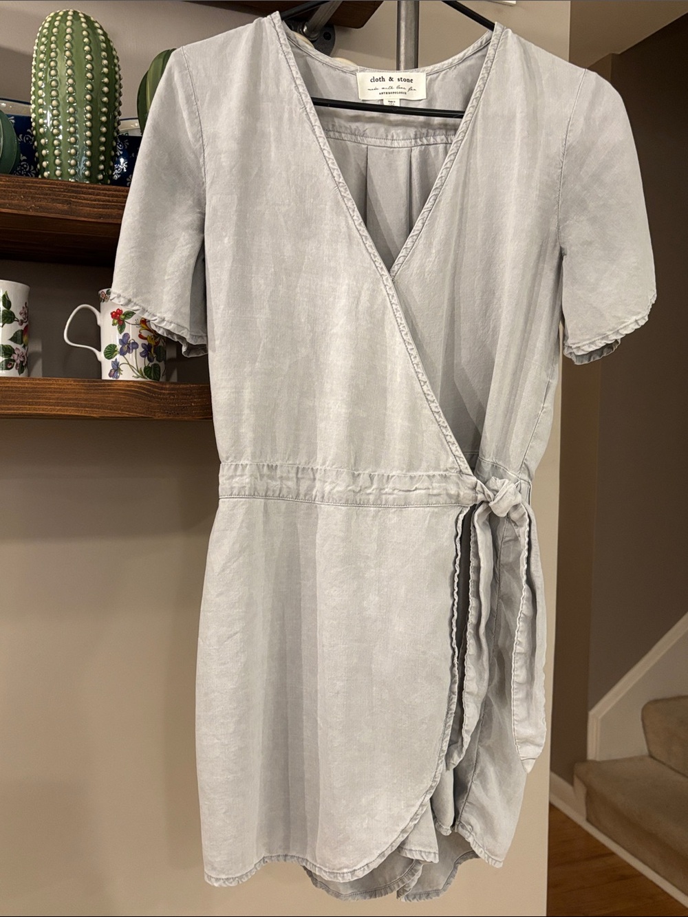 🤍 Cloth & Stone Anthropologie Wrap-Front Romper | Size XS